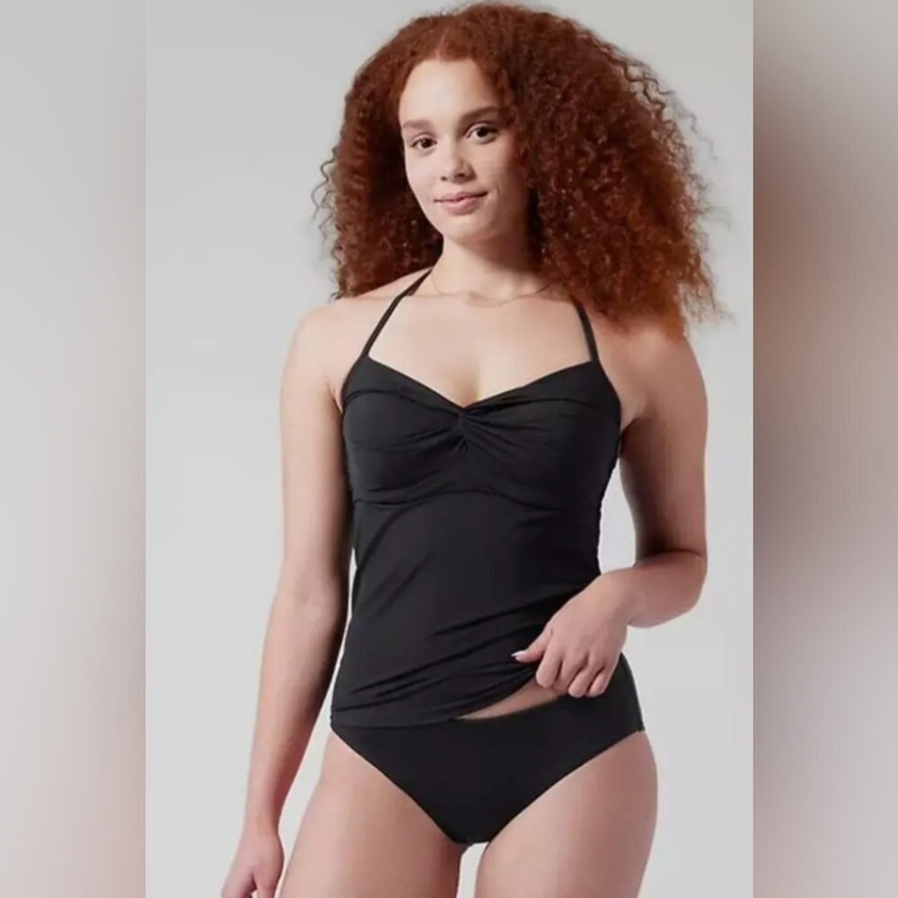 Athleta Hampton Bra Cup Tankini Top Black Swim Sz 40 D/DD - Picture 1 of 3